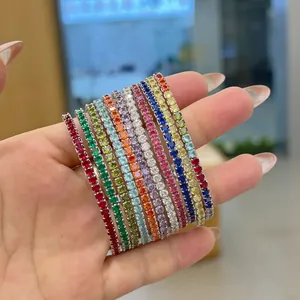 Close-up view of colorful zircon S925 sterling silver tennis bracelets for women