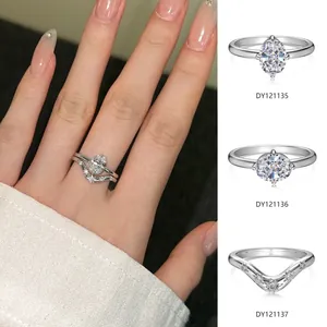 Close-up of S925 silver ring set with oval zircon on hand and individual SKU views