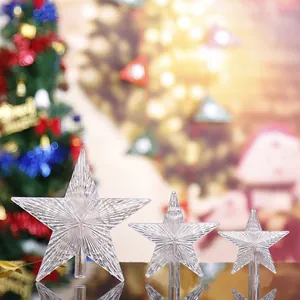 Puntale per Albero di Natale a Stella Cava 3D Trasparente Ornamento a Stella in Plastica per Decorazione Festa in Casa e Ufficio