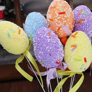 Easter Egg Branches Foam Eggs Floral Print Glitter Ribbon Bow For Easter Wreath Arrangement Home Decor Party Decoration