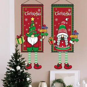 Set di striscioni natalizi con gnomi e stampe cartoon per decorazione pareti per feste