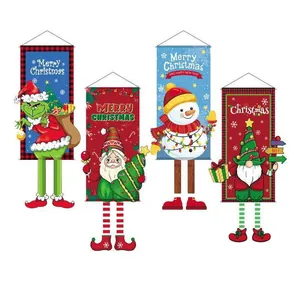 Striscioni natalizi decorativi da appendere con disegni di Grinch e simpatici gnomi