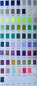 Comprehensive color swatch card for 1cm high-density satin ribbons with shade codes