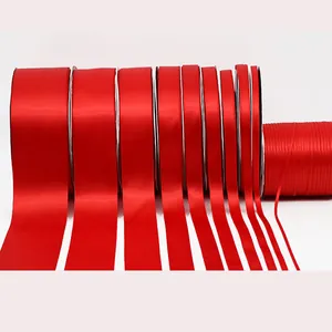 Red Polyester Satin Ribbon Double Sided Silk Webbing For Gift Wrapping DIY Craft Wedding Party Festival Decoration
