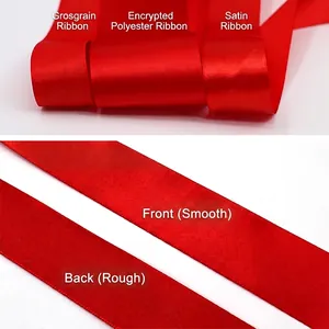 Comparison of three types of red polyester ribbons for gift packaging and DIY crafts