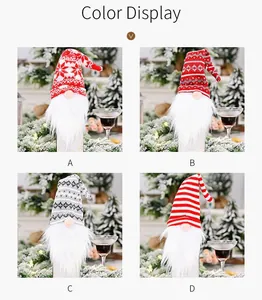 Decorative assorted knitted Christmas gnome wine bottle covers in four festive patterns