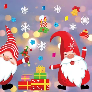 Christmas Static Clings Window Decals Santa Snowman Reindeer Snowflake Stickers Removable PVC Festive Glass Decoration