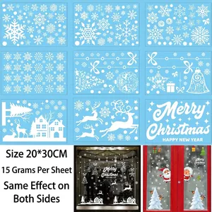 Adesivi Natalizi per Finestre in PVC ad Aderenza Statica Renna Babbo Natale Fiocco di Neve Vetrofanie per Decorazioni Feste Casa