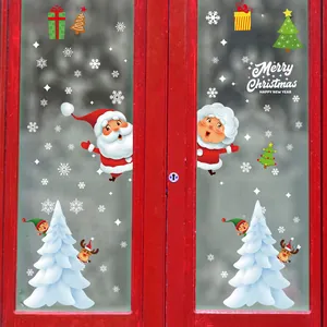 Adesivi natalizi festivi per finestre con Babbo Natale e renne per decorazioni natalizie.