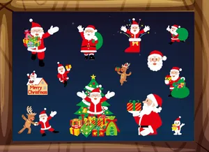 Assorted cartoon Christmas window stickers with Santa, reindeer and tree decorations
