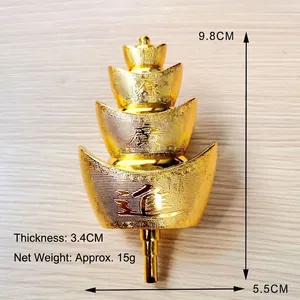 Gouden sycee-toren met vier niveaus voor nieuwjaars- en bloemdecoratie, 9,8 cm hoog