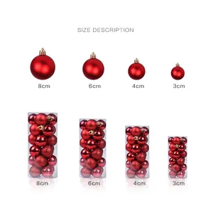 Weihnachtskugeln Set 24 Stück in den Größen 3cm 4cm 6cm und 8cm rot