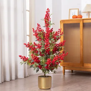 Künstliche Stechpalmenbeere Baum Topfpflanze Moderne Kunststoff Simulation Rote Beeren Glücksbaum Für Neujahr Weihnachten Zuhause Urlaub Festival Dekoration