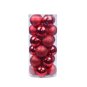24er-Set rote Weihnachtskugeln in matt, glänzend und glitzernd für die Baumdekoration