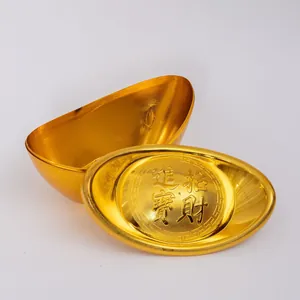 Grande scatola decorativa a forma di lingotto d'oro in plastica per capodanno