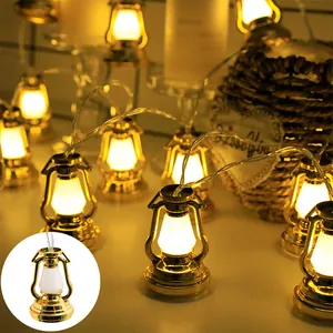 Guirnalda de Luces LED de Linterna de Palacio Dorada Retro Estilo Lámpara de Aladino Decoración para Hogar Festival Fiesta