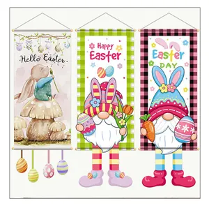 Visual details of three Easter banners showing bunny, gnome and egg illustrations