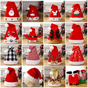 Grid view of various Christmas hats featuring LED lights, reindeer antlers, and embroidery.