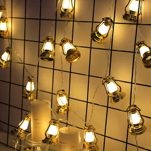Guirnalda de luces LED de faroles dorados retro con brillo cálido para decoración