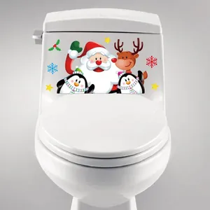 Festive Christmas Santa Claus and reindeer decal stickers for holiday home decoration