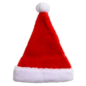 Classic red plush Santa hat with thick white pom-pom and trim