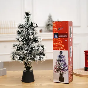 Decorative 45cm fiber optic Christmas tree with colorful glowing tips and packaging box