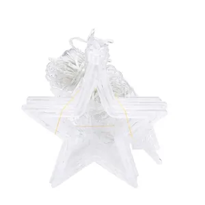 Clear star-shaped LED curtain lights with transparent wiring for home decor