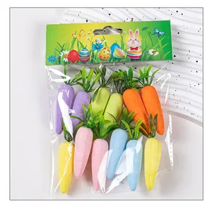 Pack of colorful macaron Easter artificial carrots for home holiday decoration