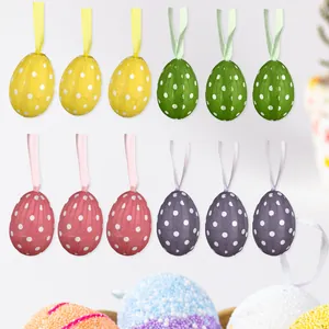 Set of colorful polka dot foam Easter eggs for DIY party decoration and crafts