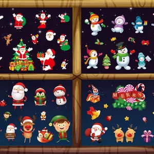Set of Christmas window static clings with Santa Claus snowmen and reindeer designs