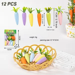 Set of 12 macaron colored Easter decorative carrots including detailed size measurements