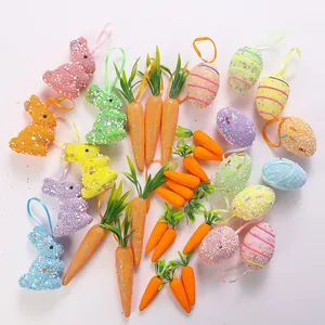 Ostern Schaumstoff Eier Hasen Karotten Dekor Bunte Partikel Hase Simulation Gemüse Ornament Für Feiertag Party Haus Layout Zubehör