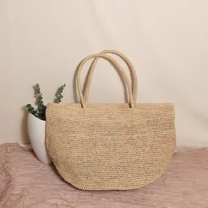 Große Bast-Tragetasche aus Stroh für den Strandurlaub und als modische Schultertasche