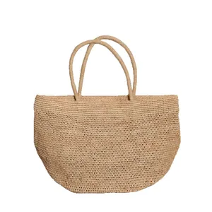 Große handgefertigte Raffia-Stroh-Tragetasche für Damen Sommerstrandurlaub Reisen