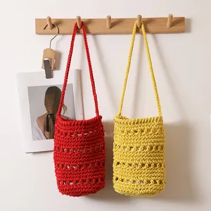 Bolsos bombonera de algodón hechos a mano en rojo y amarillo para ir a la playa