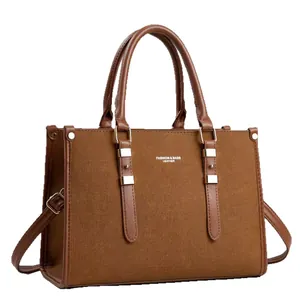 Elegante braune Damen-Einkaufstasche mit großem Fassungsvermögen und Schultergurt