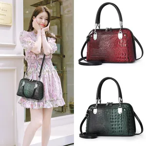Bolso Concha de Cuero con Patrón de Cocodrilo Moda Occidental para Mujer Bolso de Mano de Gran Capacidad de Hombro Cruzado Elegante Bolso con Textura