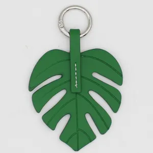 Κομψό πράσινο μπρελόκ φύλλο Monstera από δέρμα PU με ασημένιο μεταλλικό κρίκο