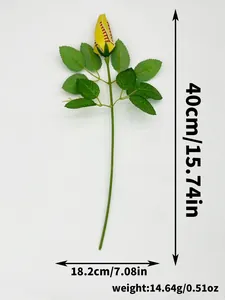 Détails d'une rose artificielle jaune motif baseball avec dimensions et poids précis
