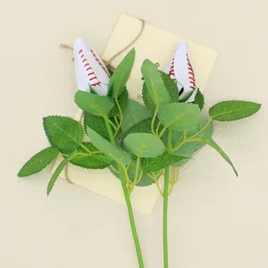 Bouquet unique de fleurs de baseball en PU pour cadeaux sportifs et décoration d'intérieur