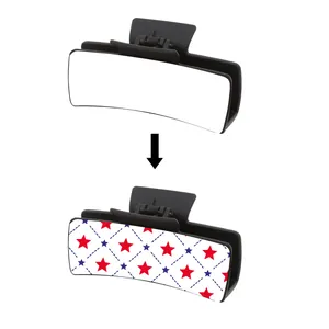Customizable PU heat transfer hair claw clip showing blank and star pattern design