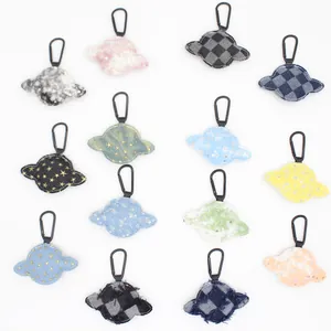 Creatieve Denim Ruitjes Pailletten Planeet Sleutelhanger Saturnus Vorm Stof Tas Hanger Ster Borduurwerk Schattige Sleutelhanger