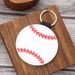 Sport Style Artificial Leather Ball Keychain Baseball Volleyball Softball Basketball Football Car Bag Pendant Accessories