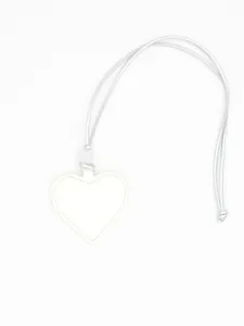 Minimalist heart-shaped white PU leather magnetic eyewear clip pendant with long lanyard
