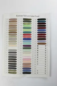 Umfassende Farbreferenzkarte für langlebige koreanische Samtkordeln für DIY-Handwerk