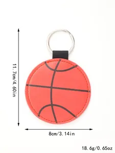 Basketball leather keychain size details: 8cm diameter and 11.7cm total length