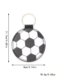 Detailed size and weight specifications of circular leather soccer ball keychain