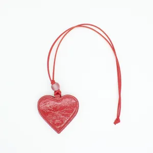 Red heart-shaped PU leather magnetic glasses clip pendant necklace with neck cord
