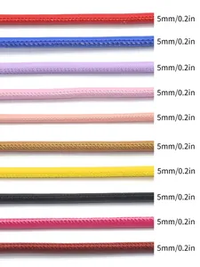 Details of 5mm cross-pattern PU cord in ten colors for DIY keychain accessories