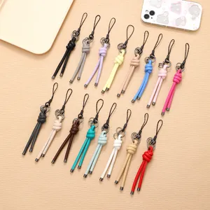 Minimalist Braided Artificial Leather Rope Keychain Pendant Ins Style Hand-Knotted Phone Bag Charms Niche Design For Women